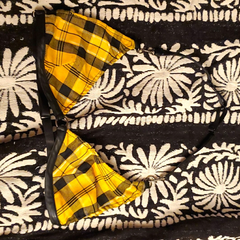 NWOT Plaid and leather bralette